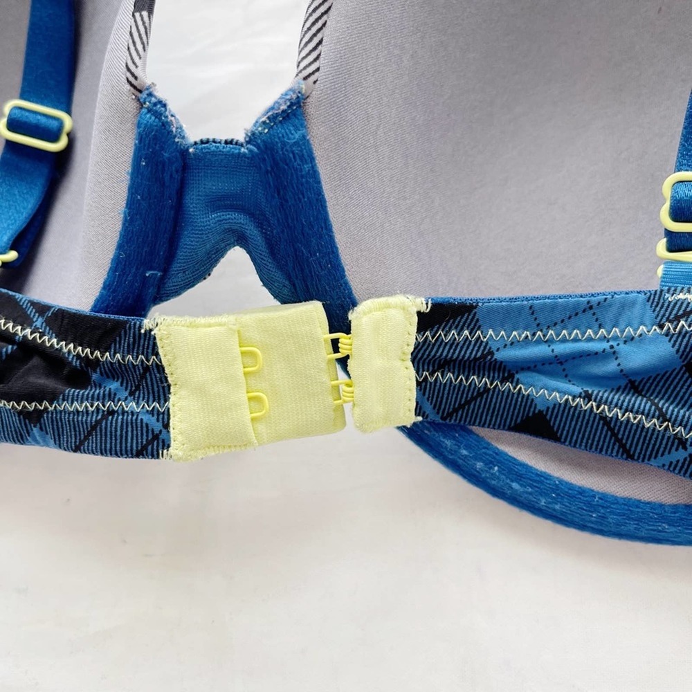 [Victoria’s Secret] blue grey plaid lined Demi bra 36D - Picture 4 of 6